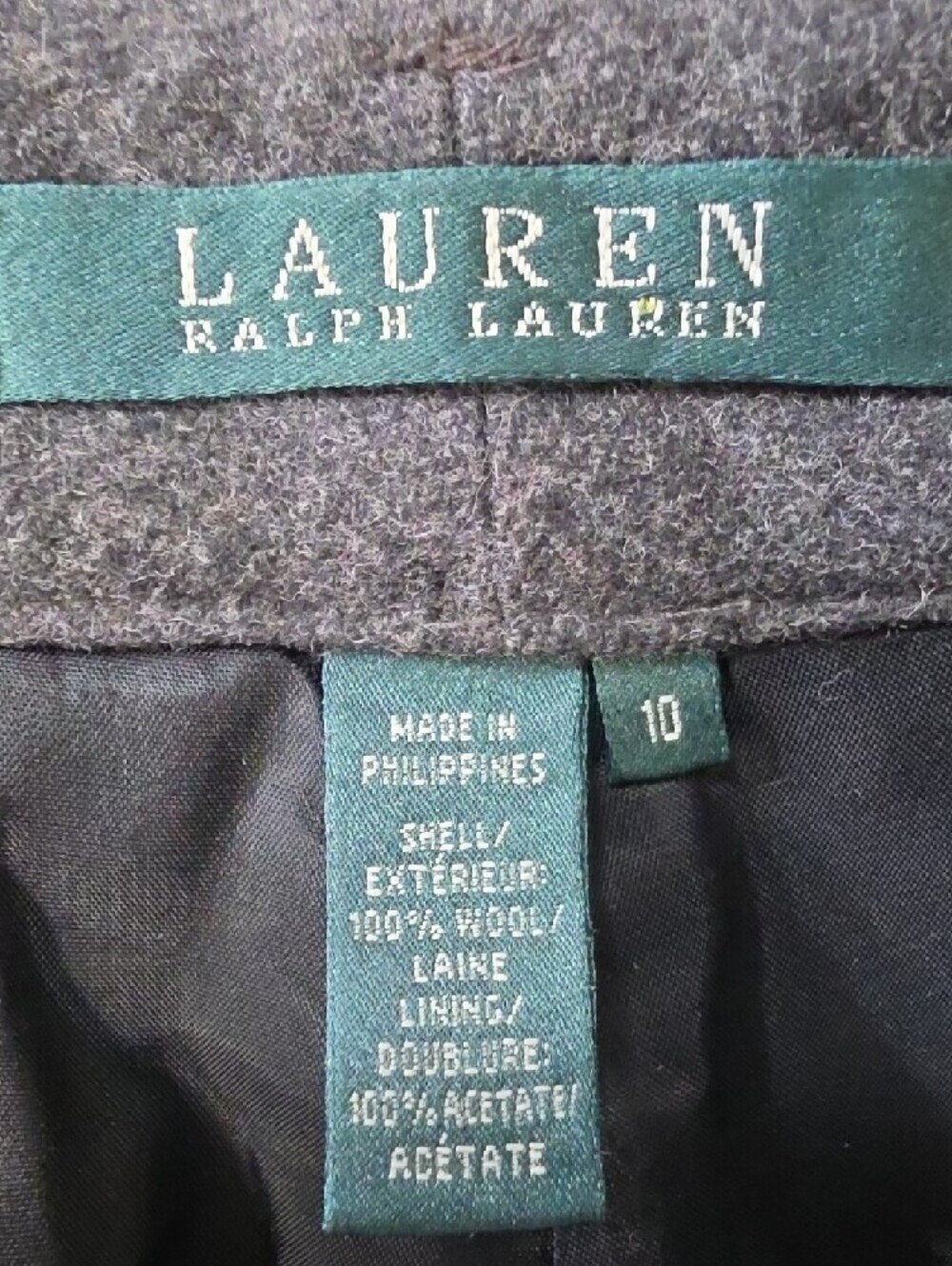 LAUREN Ralph Lauren Classic Women's Gray Wool Pants - Size 10 - Picture 2 of 6